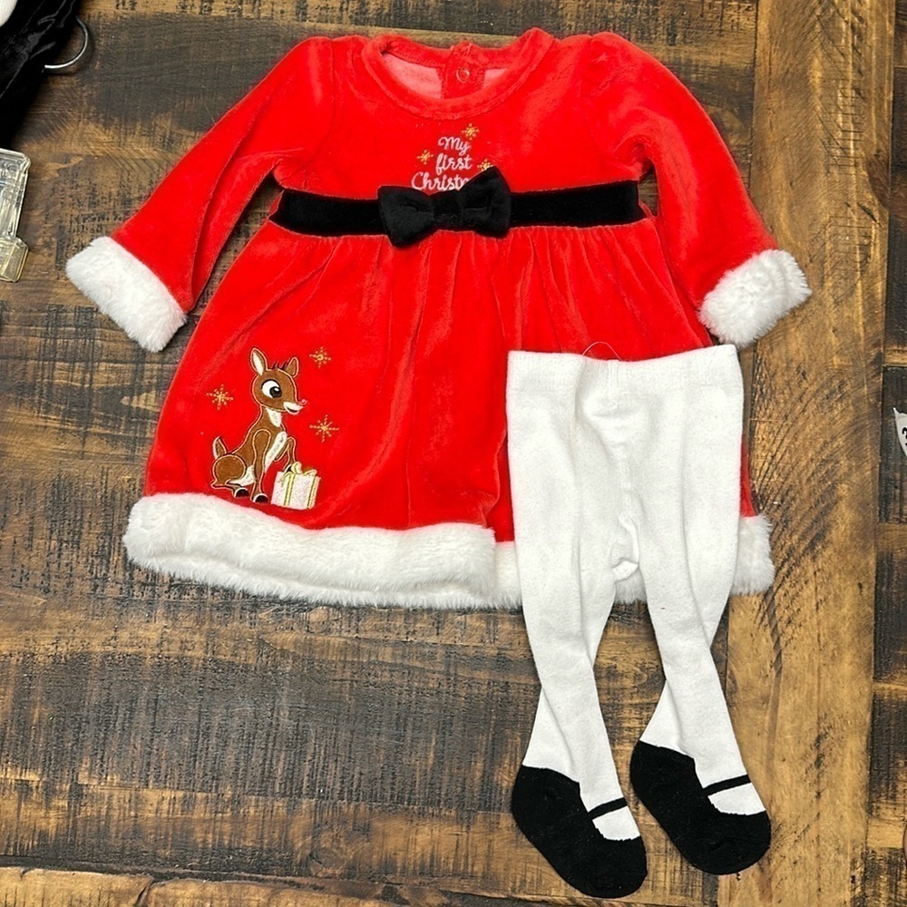 Rudolph 6 months new  dress with stockings